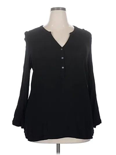 Pre-owned Old Navy Long Sleeve Henley Shirt In Black