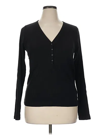 Pre-owned Old Navy Long Sleeve Henley Shirt In Black