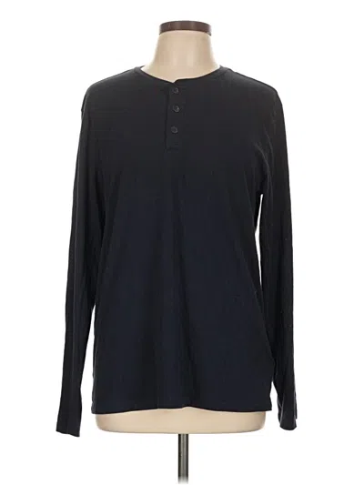 Pre-owned Old Navy Long Sleeve Henley Shirt In Black