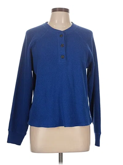 Pre-owned Old Navy Long Sleeve Henley Shirt In Blue