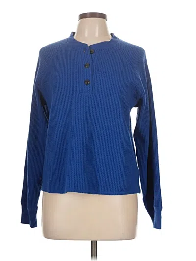 Pre-owned Old Navy Long Sleeve Henley Shirt In Blue
