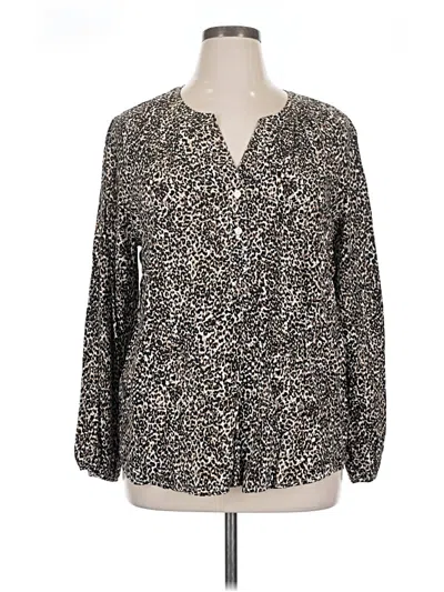 Pre-owned Old Navy Long Sleeve Henley Shirt In Brown