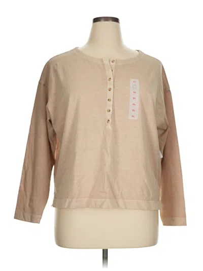 Pre-owned Old Navy Long Sleeve Henley Shirt In Brown