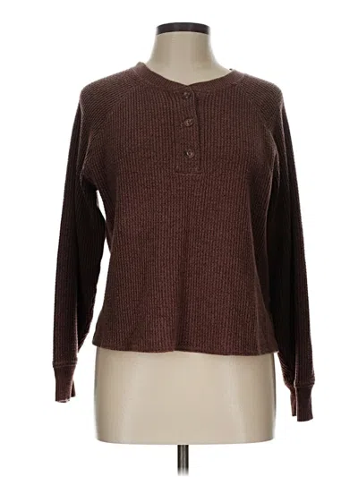Pre-owned Old Navy Long Sleeve Henley Shirt In Brown