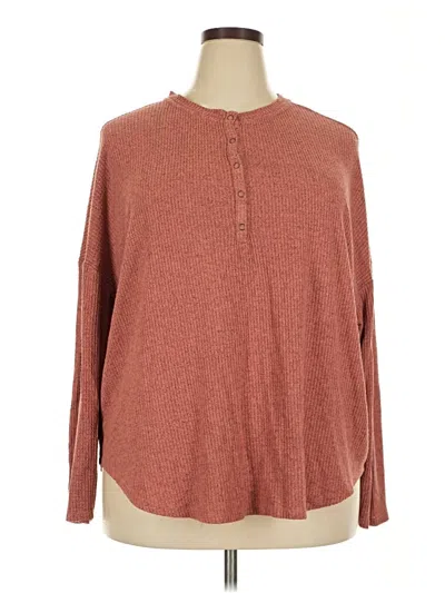 Pre-owned Old Navy Long Sleeve Henley Shirt In Brown