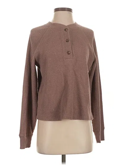 Pre-owned Old Navy Long Sleeve Henley Shirt In Brown