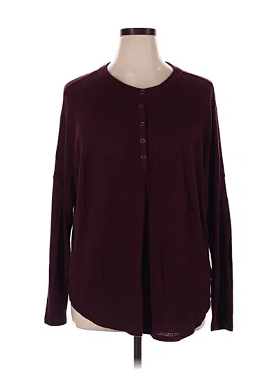 Pre-owned Old Navy Long Sleeve Henley Shirt In Burgundy