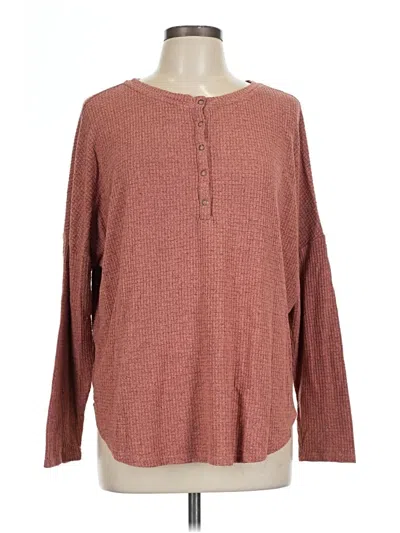 Pre-owned Old Navy Long Sleeve Henley Shirt In Burgundy
