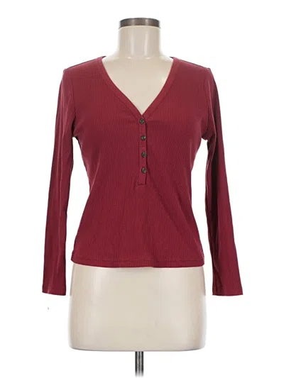 Pre-owned Old Navy Long Sleeve Henley Shirt In Burgundy