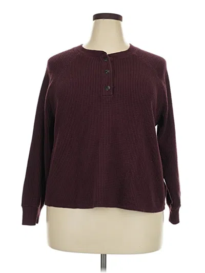 Pre-owned Old Navy Long Sleeve Henley Shirt In Burgundy