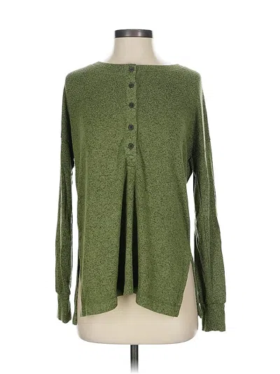 Pre-owned Old Navy Long Sleeve Henley Shirt In Green