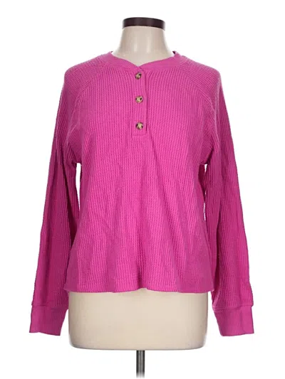 Pre-owned Old Navy Long Sleeve Henley Shirt In Pink