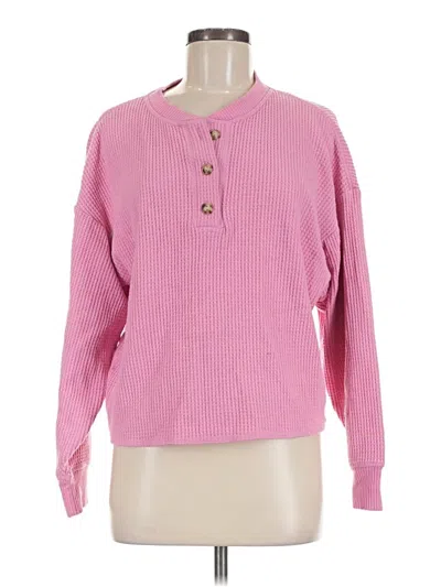 Pre-owned Old Navy Long Sleeve Henley Shirt In Pink