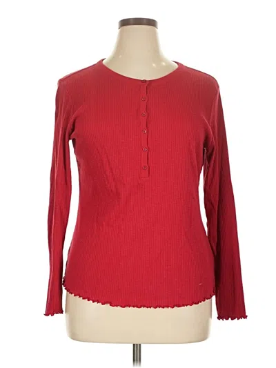 Pre-owned Old Navy Long Sleeve Henley Shirt In Red