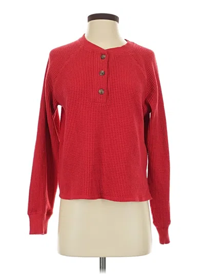 Pre-owned Old Navy Long Sleeve Henley Shirt In Red