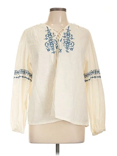 Pre-owned Old Navy Long Sleeve Henley Shirt In White