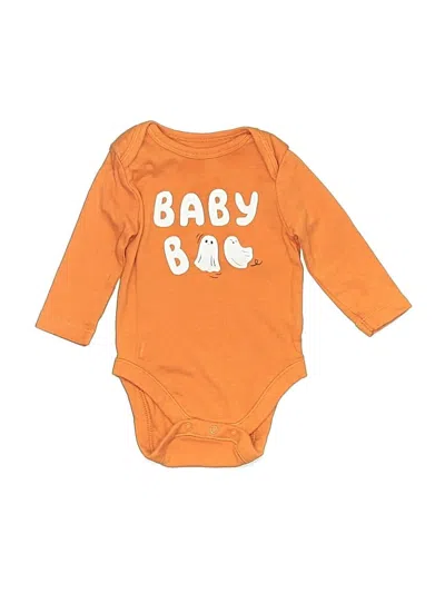 Pre-owned Old Navy Babies' Long Sleeve Onesie In Orange