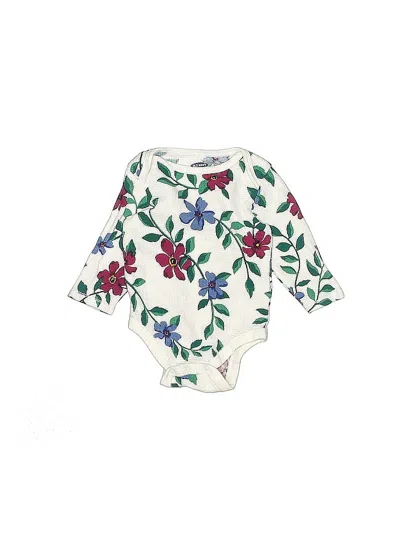 Pre-owned Old Navy Babies' Long Sleeve Onesie In White
