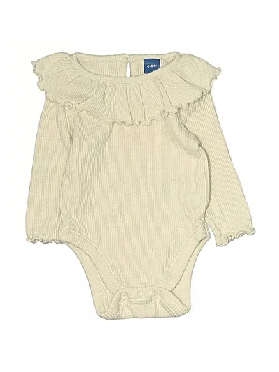 Pre-owned Old Navy Babies' Long Sleeve Onesie In White