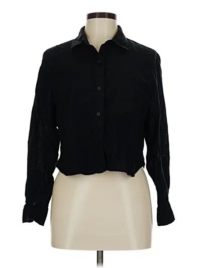 Pre-owned Old Navy Long Sleeve Polo Shirt In Black
