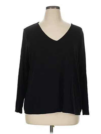 Pre-owned Old Navy Long Sleeve Top Black Plunge Neckline Tops