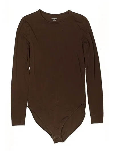Pre-owned Old Navy Long Sleeve Top Brown Crew Neck Tops