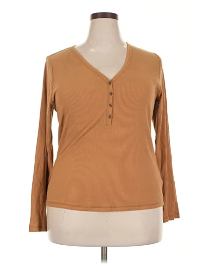 Pre-owned Old Navy Long Sleeve Top Brown V-neck Tops
