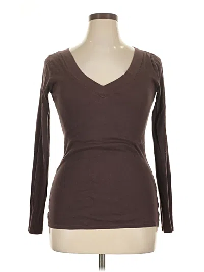 Pre-owned Old Navy Long Sleeve Top Brown V-neck Tops