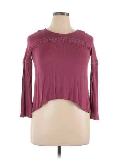 Pre-owned Old Navy Long Sleeve Top Burgundy Keyhole Neckline Tops