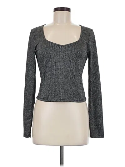 Pre-owned Old Navy Long Sleeve Top Gray Scoop Neck Tops