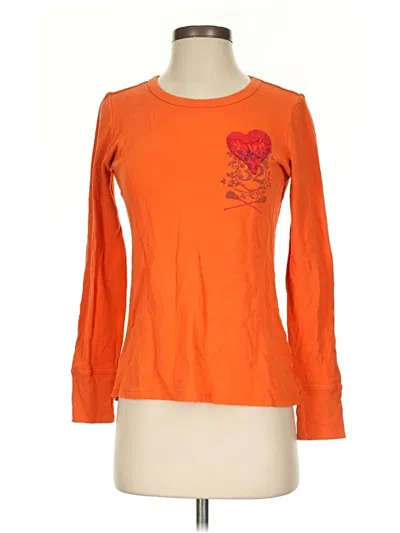 Pre-owned Old Navy Long Sleeve Top Orange Crew Neck Tops