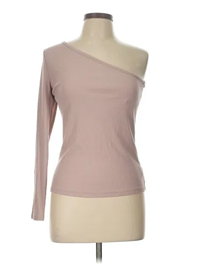 Pre-owned Old Navy Long Sleeve Top Tan One Shoulder Neckline Tops In Brown