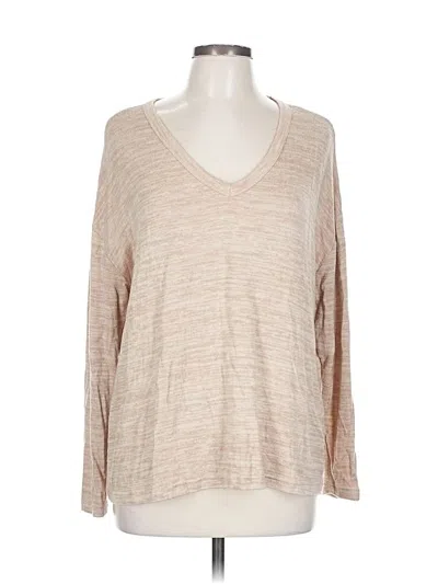 Pre-owned Old Navy Long Sleeve Top Tan V Neck Tops In Brown