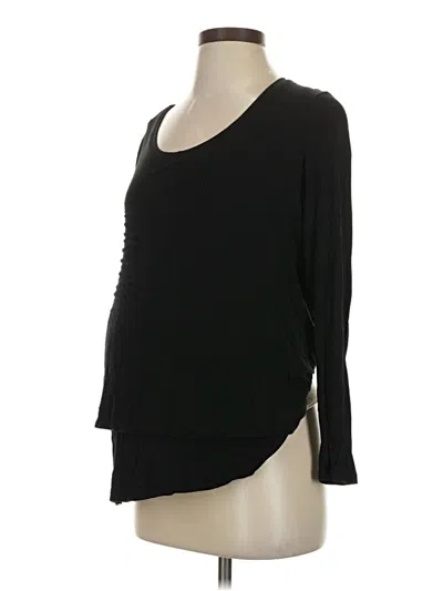 Pre-owned Old Navy - Maternity 3/4 Sleeve Top Black Scoop Neck Tops