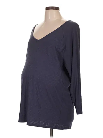Pre-owned Old Navy - Maternity 3/4 Sleeve Top Gray Scoop Neck Tops