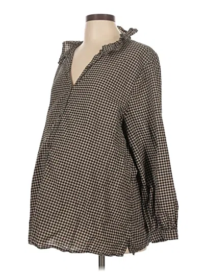 Pre-owned Old Navy - Maternity Long Sleeve Blouse In Brown