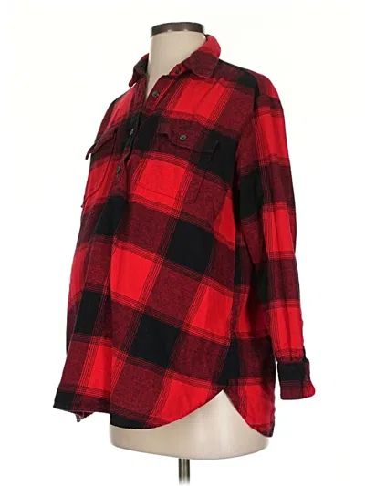 Pre-owned Old Navy - Maternity Long Sleeve Button Down Shirt In Red
