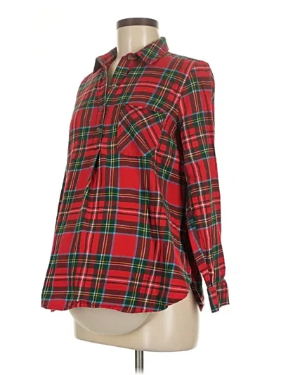 Pre-owned Old Navy - Maternity Long Sleeve Button Down Shirt In Red