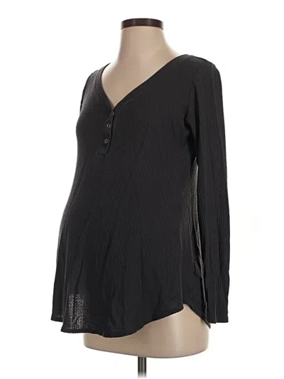 Pre-owned Old Navy - Maternity Long Sleeve Henley Shirt In Black