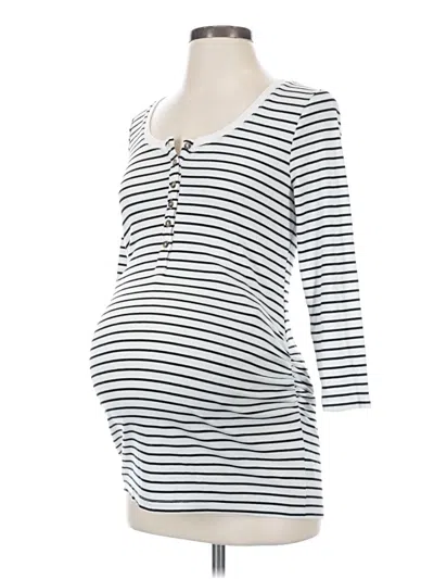 Pre-owned Old Navy - Maternity Long Sleeve Henley Shirt In Ivory