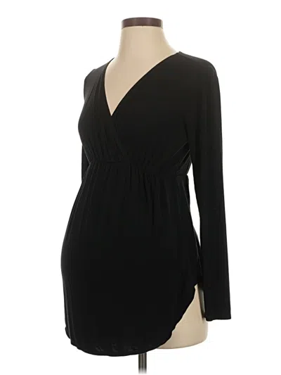 Pre-owned Old Navy - Maternity Long Sleeve Top Black Plunge Neckline Tops