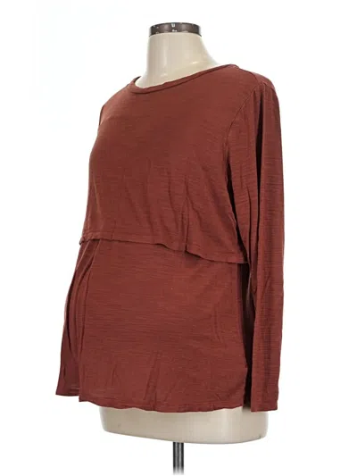Pre-owned Old Navy - Maternity Long Sleeve Top Burgundy Boatneck Tops