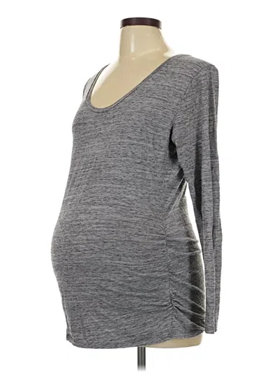 Pre-owned Old Navy - Maternity Long Sleeve Top Gray Scoop Neck Tops