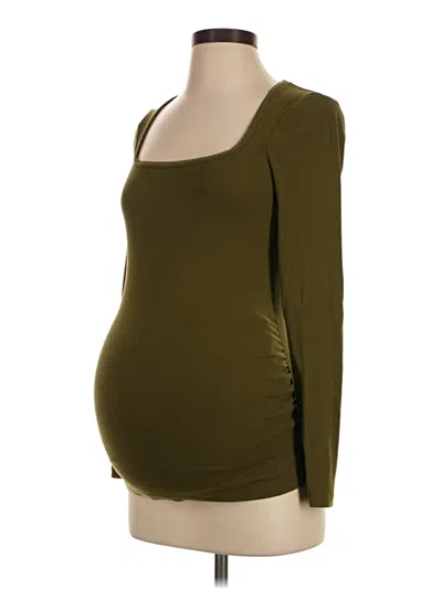 Pre-owned Old Navy - Maternity Long Sleeve Top Green Sweetheart Neckline Tops