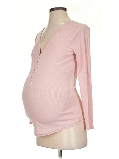 Pre-owned Old Navy - Maternity Long Sleeve Top Pink Plunge Neckline Tops