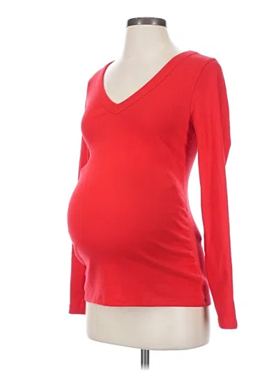 Pre-owned Old Navy - Maternity Long Sleeve Top Red Sweetheart Neckline Tops