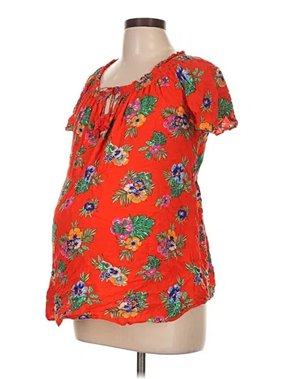 Pre-owned Old Navy - Maternity Short Sleeve Blouse In Orange