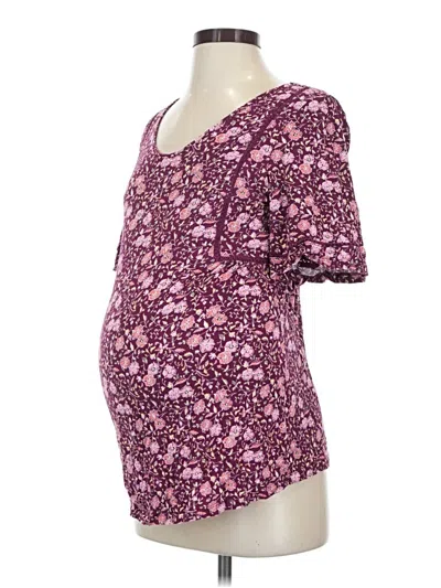 Pre-owned Old Navy - Maternity Short Sleeve Henley Shirt In Purple