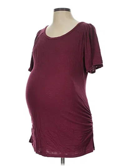 Pre-owned Old Navy - Maternity Short Sleeve Top Burgundy Scoop Neck Tops