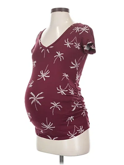 Pre-owned Old Navy - Maternity Short Sleeve T-shirt In Burgundy